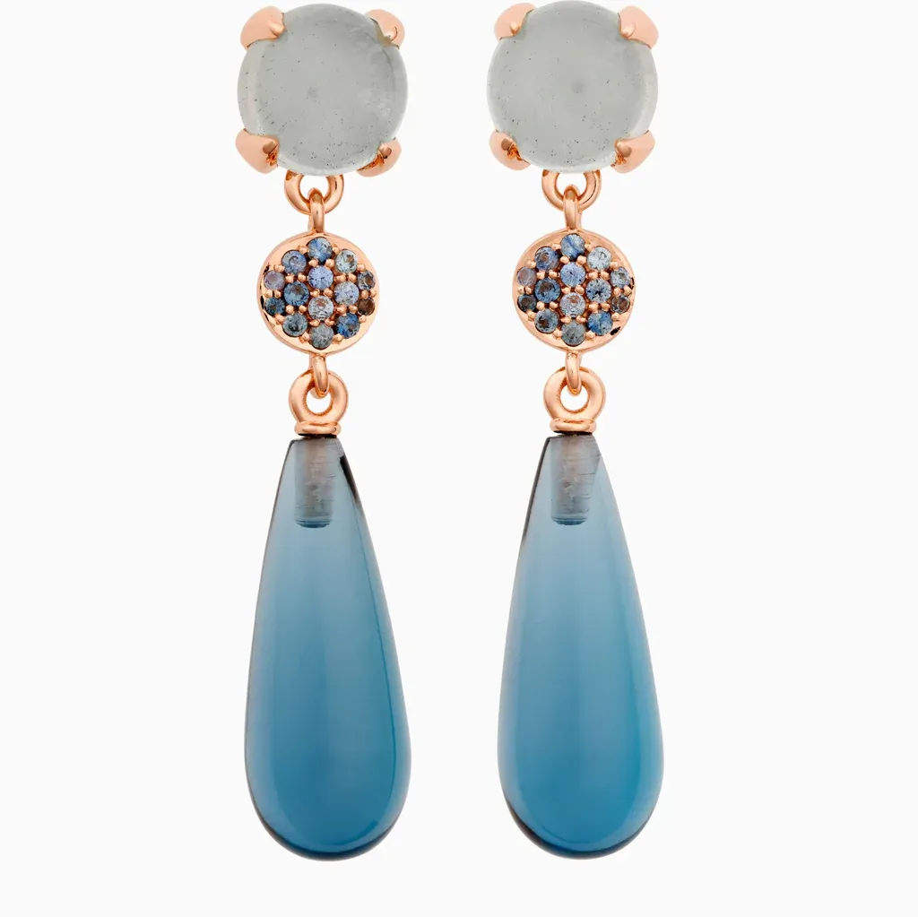 Bron Catch Earrings / Aquamarine & London Blue Topaz