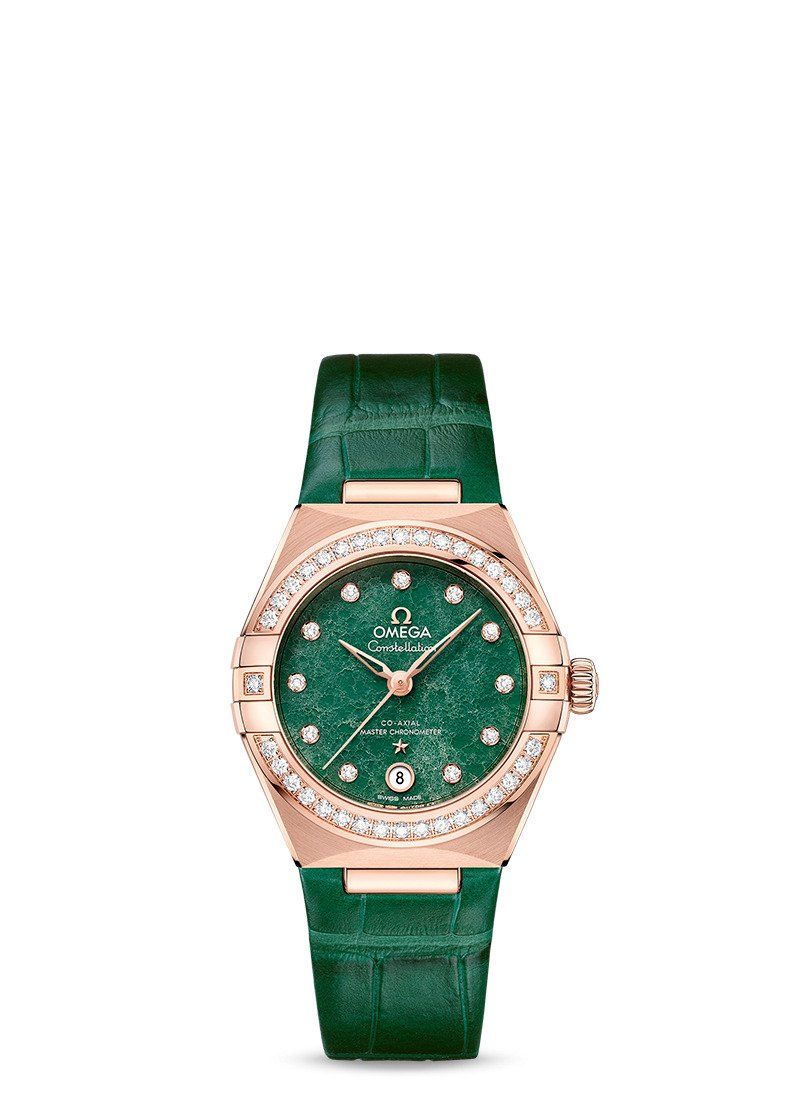 Omega Constellation Master Chronometer 29mm Sedna Gold - Diamond / Green Aventurine
